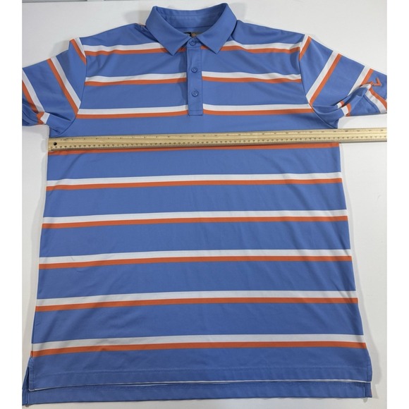 callaway mens opti dri golf polo large light Blue/Orange And White stripes - Picture 6 of 8